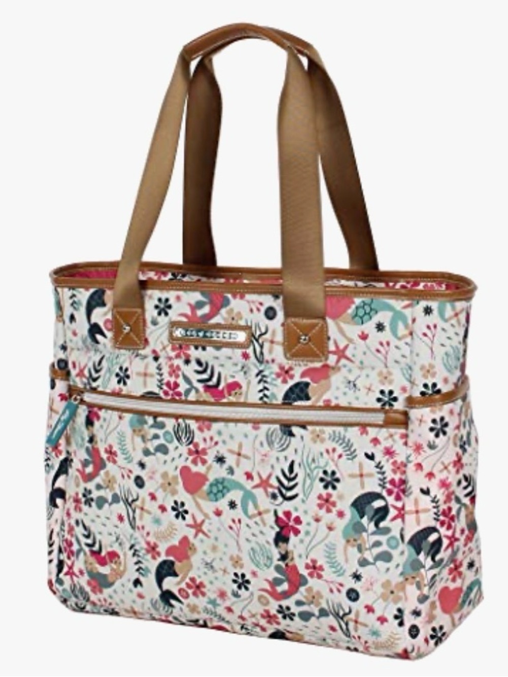 Lily Bloom satchel handle zipper large tote sea garden mermaid.